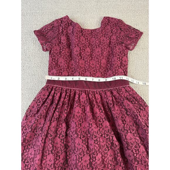 Carters Girls Dress Lace Velvet Burgundy Size 8 - Picture 6 of 7